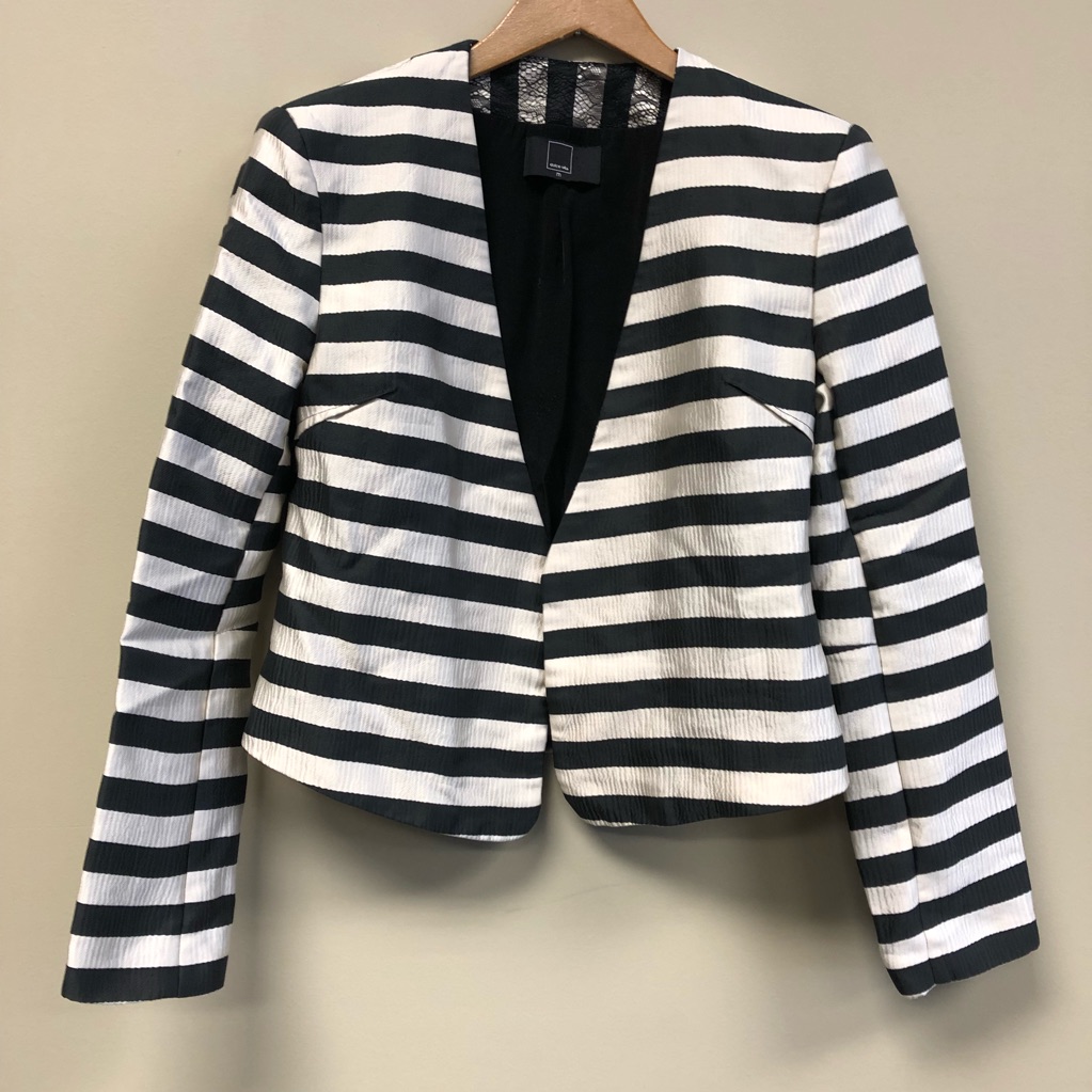 Dolce Vita Black And White Striped Dress Blazer- M